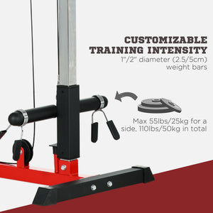 Soozier Lat Pull Down Machine, High / Low Pulley Machine with Adjustable Seat and Flip-Up Footplate
