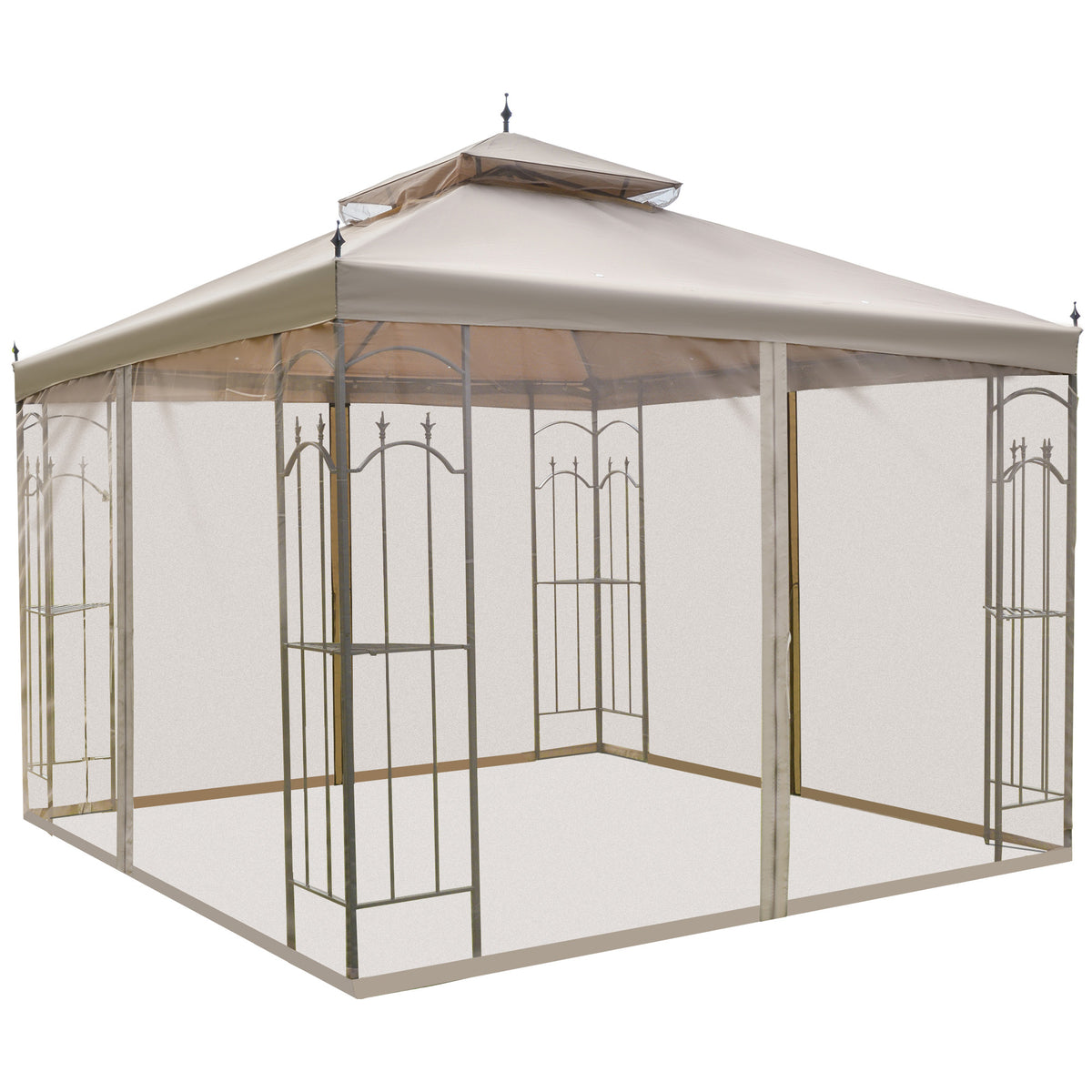 10' x 10' Steel Outdoor Patio Gazebo Canopy with Removable Mesh Curtains, Display Shelves, & Steel Frame – view 8