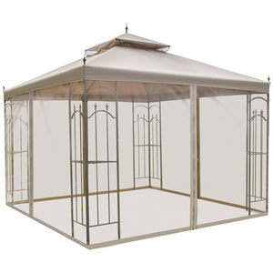 10' x 10' Steel Outdoor Patio Gazebo Canopy with Removable Mesh Curtains, Display Shelves, & Steel Frame – view 8