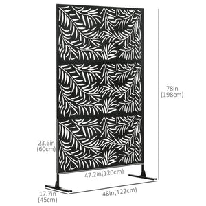 Metal Outdoor Privacy Screen, Decorative Outdoor Divider with Stand and Expansion Screws, Freestanding Privacy Panel for Garden Deck Pool Hot Tub, Willow Branch Style