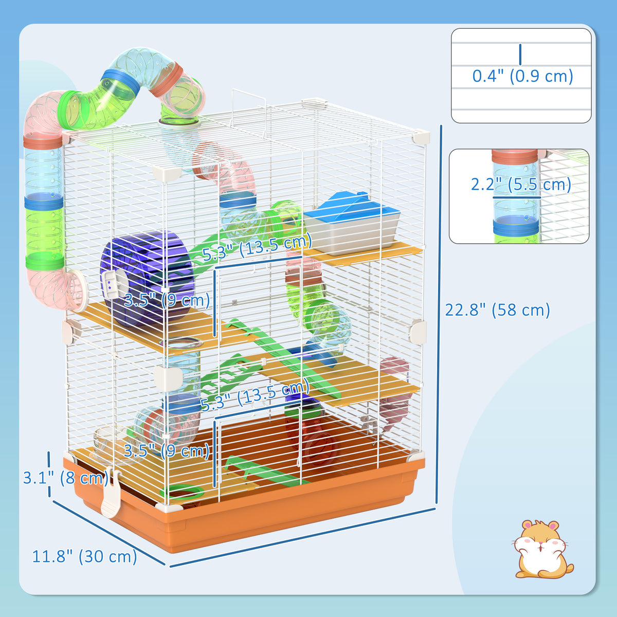 5 Tiers Hamster Cage Portable with Exercise Wheels Play Tube Water Bottle Dishes House Ladder for Gerbils – view 23