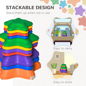 11PCs Larger Size Balance Stepping Stones for Kids with Non-slip Bottom, Stackable Obstacle Course Outdoor Indoor, Play River Rocks with Starfish Style