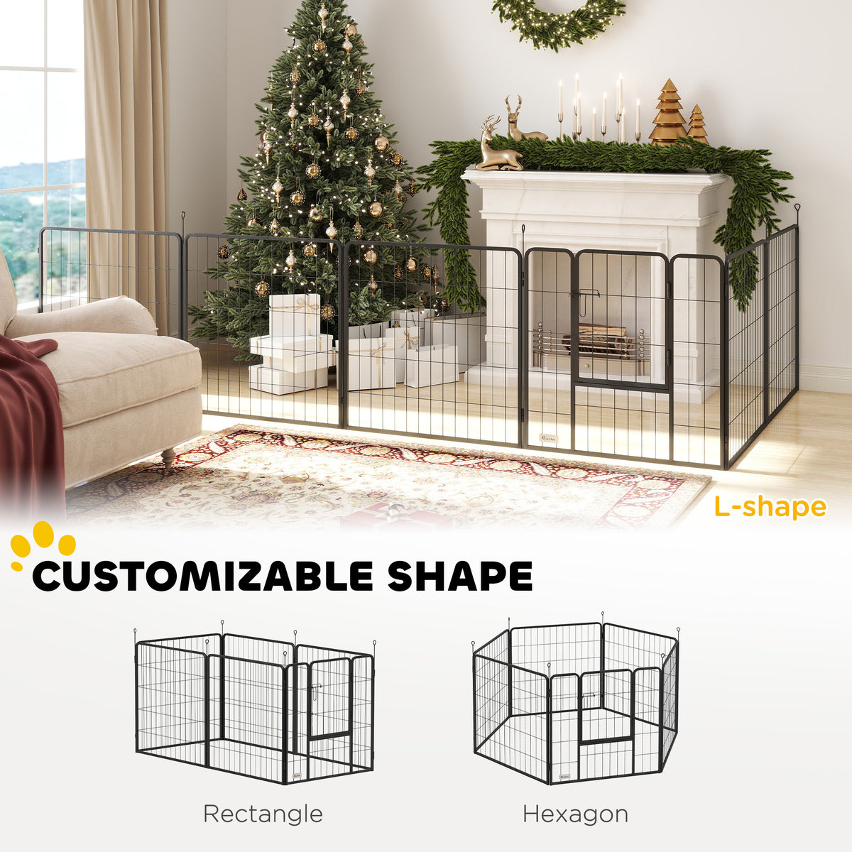 Heavy Duty Dog Playpen with Door for Small Dogs, 6 Panels, 23.5"H