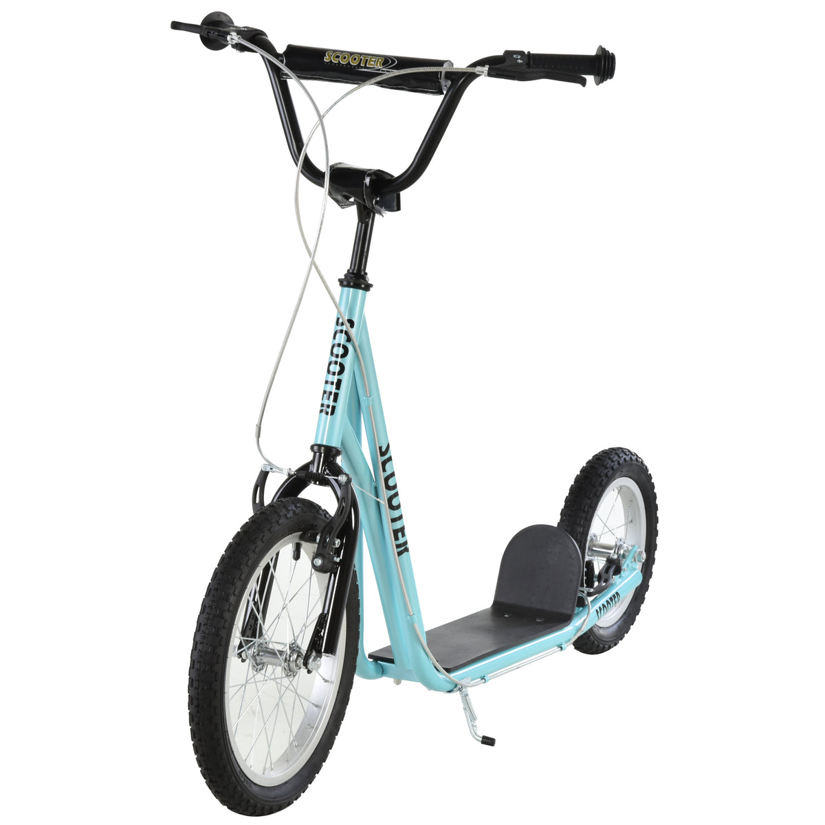 Aosom Youth Kick Scooter with Adjustable Handlebar and 16'' Inflatable Rubber Wheel for Kids and Teens 5+ Year Old