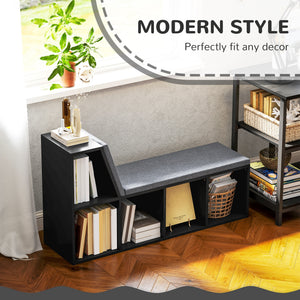 Multi-Purpose Bookshelf with 5 Cubes, 5-Cubby Bookcase with Cushioned Reading Nook and Storage Shelves, Blue – view 17