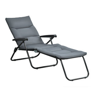 Foldable Lounge Chair, Reclining Patio Sun Lounger with 6-Position Adjustable Back, Blue and White