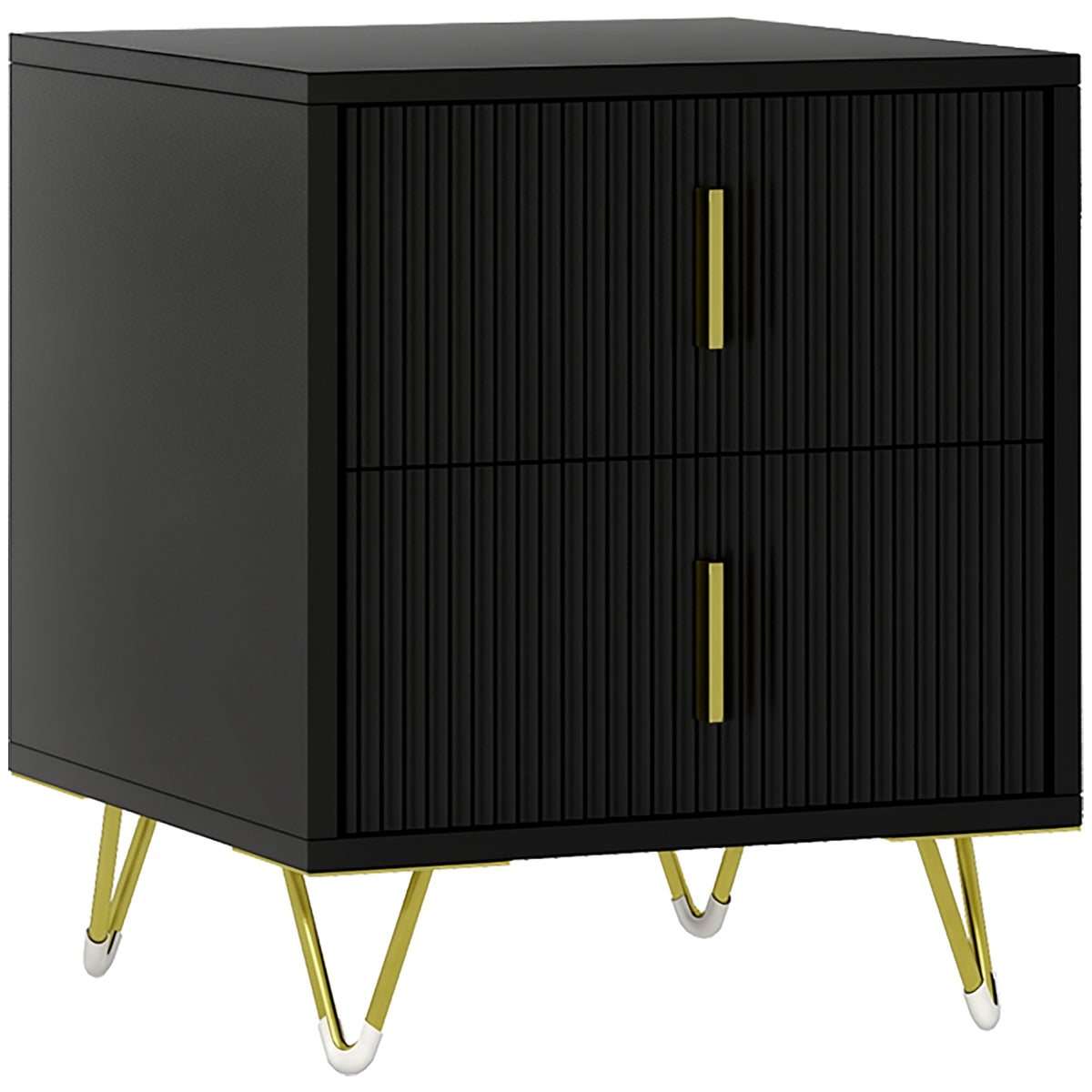 Bedside Table, Modern Nightstand with 2 Drawers, Side End Table with Metal Legs for Living Room, Bedroom – view 8