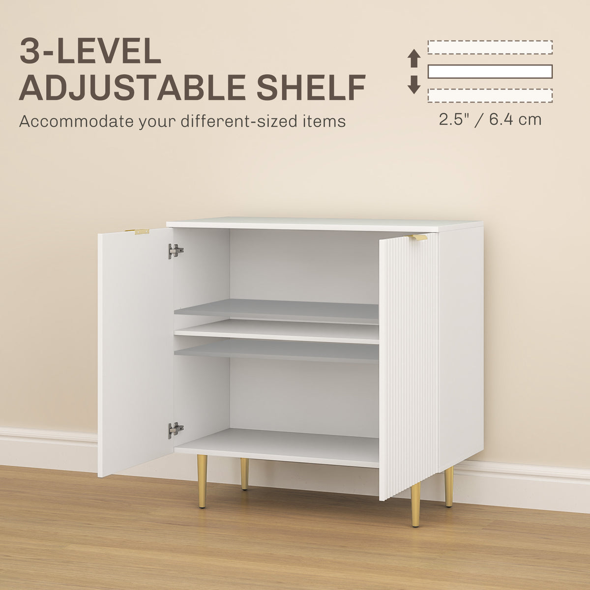 Modern Kitchen Storage Cabinet, Sideboard Buffet Cabinet with Adjustable Shelves and Metal Legs for – view 18