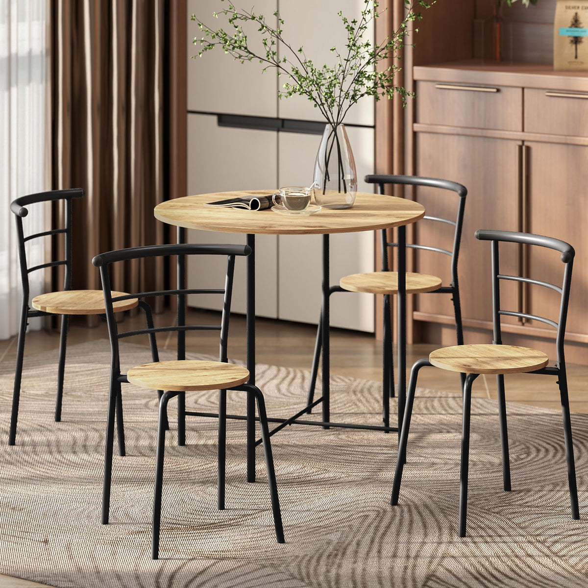 5 Piece Dining Table Set, Space Saving Round Dining Set for 4 with Metal Frame for Small Spaces – view 14