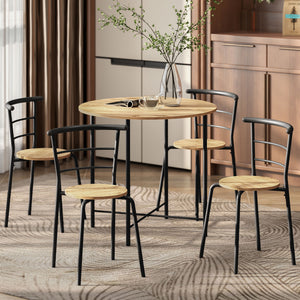 5 Piece Dining Table Set, Space Saving Round Dining Set for 4 with Metal Frame for Small Spaces – view 14
