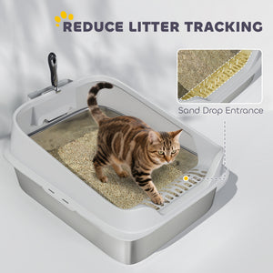 Cat Litter Box Stainless Steel with Metal Litter Scoop, Never Absorbs Odors, Anti Leakage, 17" x 13" x 10" – view 13
