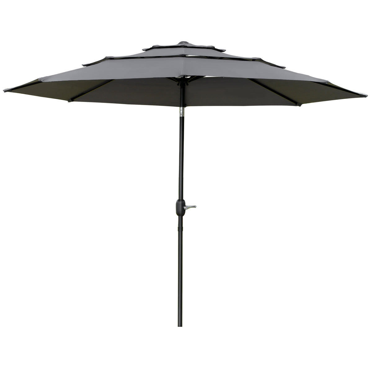 9FT 3 Tiers Patio Umbrella Outdoor Market Umbrella with Crank, Push Button Tilt for Deck – view 8