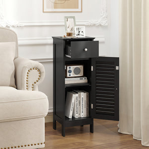 Narrow Bathroom Storage Cabinet with Adjustable Shelf and Drawer-Black view 2