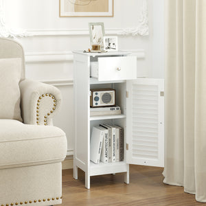 Narrow Bathroom Storage Cabinet with Adjustable Shelf and Drawer-White view 3