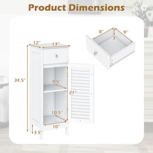 Narrow Bathroom Storage Cabinet with Adjustable Shelf and Drawer-White view 5