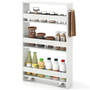 Narrow Mobile Serving Cart with Open Shelves for Kitchen Bathroom Living Room-Off White view 4