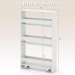 Narrow Mobile Serving Cart with Open Shelves for Kitchen Bathroom Living Room-Off White view 5