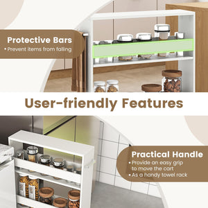 Narrow Mobile Serving Cart with Open Shelves for Kitchen Bathroom Living Room-Off White view 6