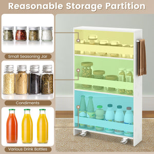 Narrow Mobile Serving Cart with Open Shelves for Kitchen Bathroom Living Room-Off White view 8