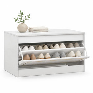 Narrow Shoe Cabinet with 1 Flip Drawer and Adjustable Shelf for Hallway-White view 4