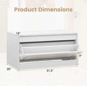 Narrow Shoe Cabinet with 1 Flip Drawer and Adjustable Shelf for Hallway-White view 5