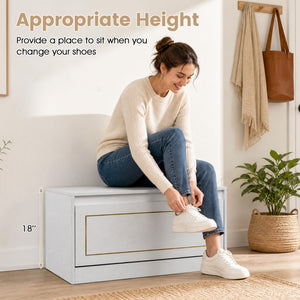 Narrow Shoe Cabinet with 1 Flip Drawer and Adjustable Shelf for Hallway-White view 8