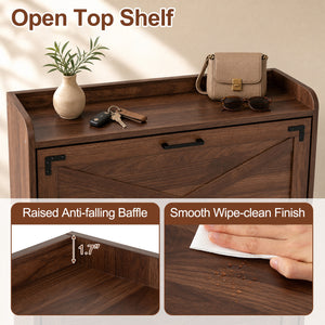 Narrow Shoe Cabinet with Adjustable and Removable Shelves for Entryway-Brown view 7