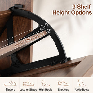 Narrow Shoe Cabinet with Adjustable and Removable Shelves for Entryway-Brown view 8