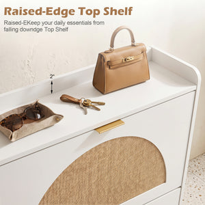 Narrow Shoe Storage Cabinet with 2 Flip Drawers and Adjustable Shelves-White view 6