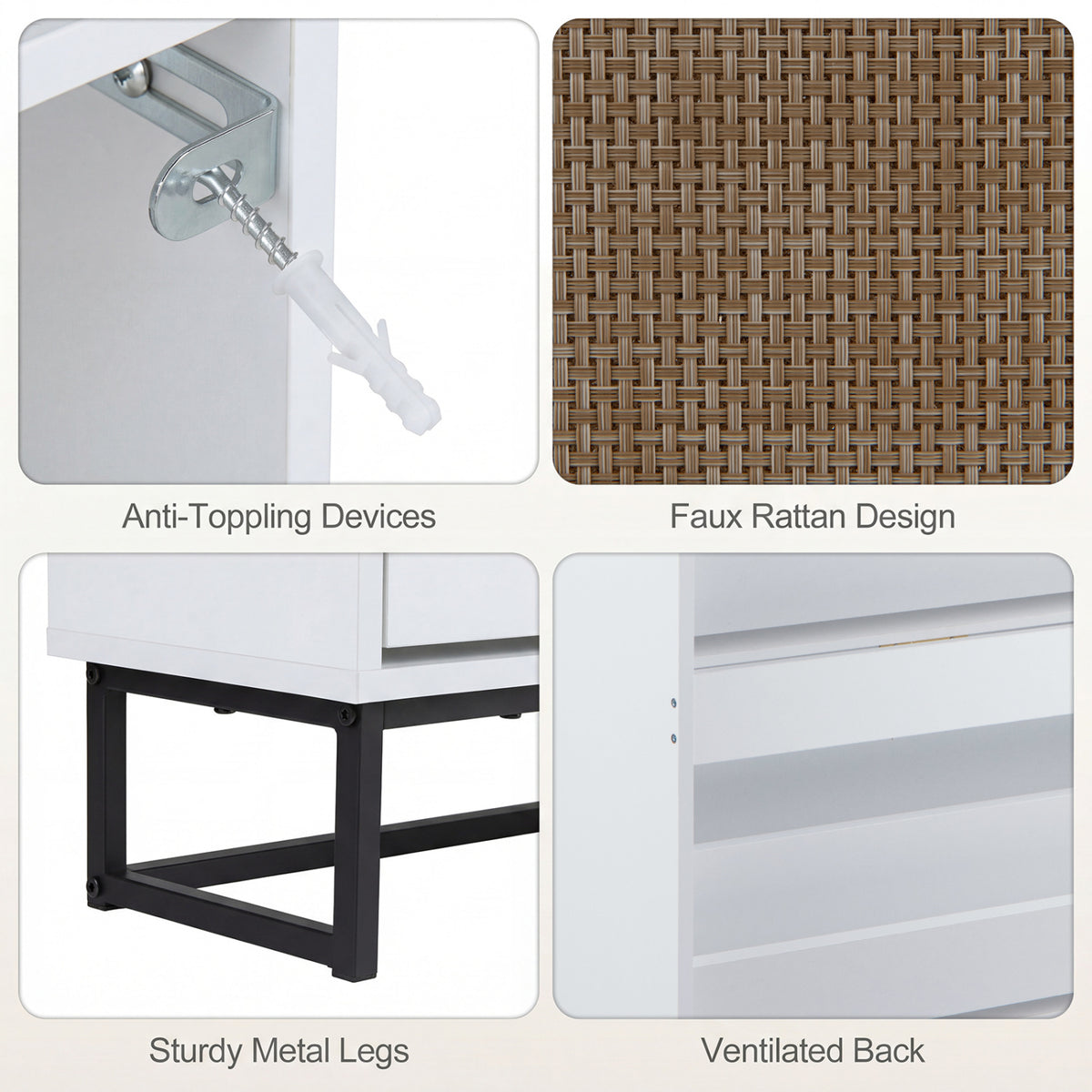 Narrow Shoe Storage Cabinet with 2 Flip Drawers and Adjustable Shelves-White view 9