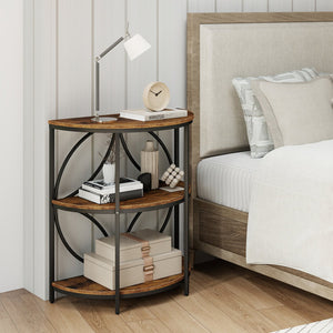 Narrow Side Table with Study Metal Frame and Storage Shelves-Rustic Brown view 6
