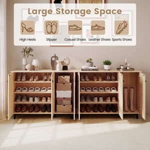 Natural Shoe Cabinet with 3 Doors Freestanding Closed Footwear Storage Unit for Entryway Hallway-Natural view 9