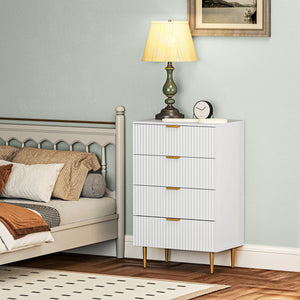Modern Chest of Drawers 4 Drawer Dresser for Bedroom with Gold Legs and Handles, Black – view 14