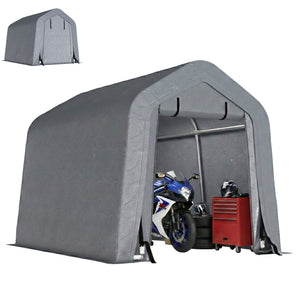 8' x 6' Carport with Sidewalls and Roll-up Door, Outdoor Storage Shelter for Motorcycle and Car, Grey – view 15