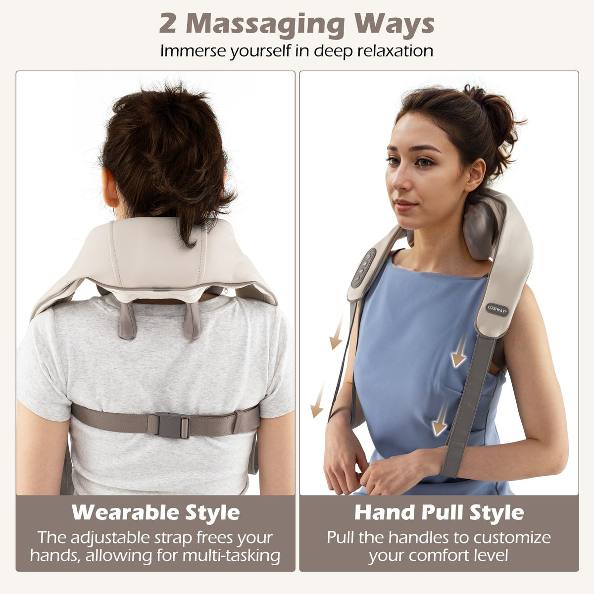 Neck Shoulder Massager 4D Deep Tissue Kneading Shiatsu Massage Machine-Beige view 7