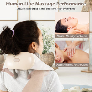 Neck Shoulder Massager 4D Deep Tissue Kneading Shiatsu Massage Machine-Beige view 8