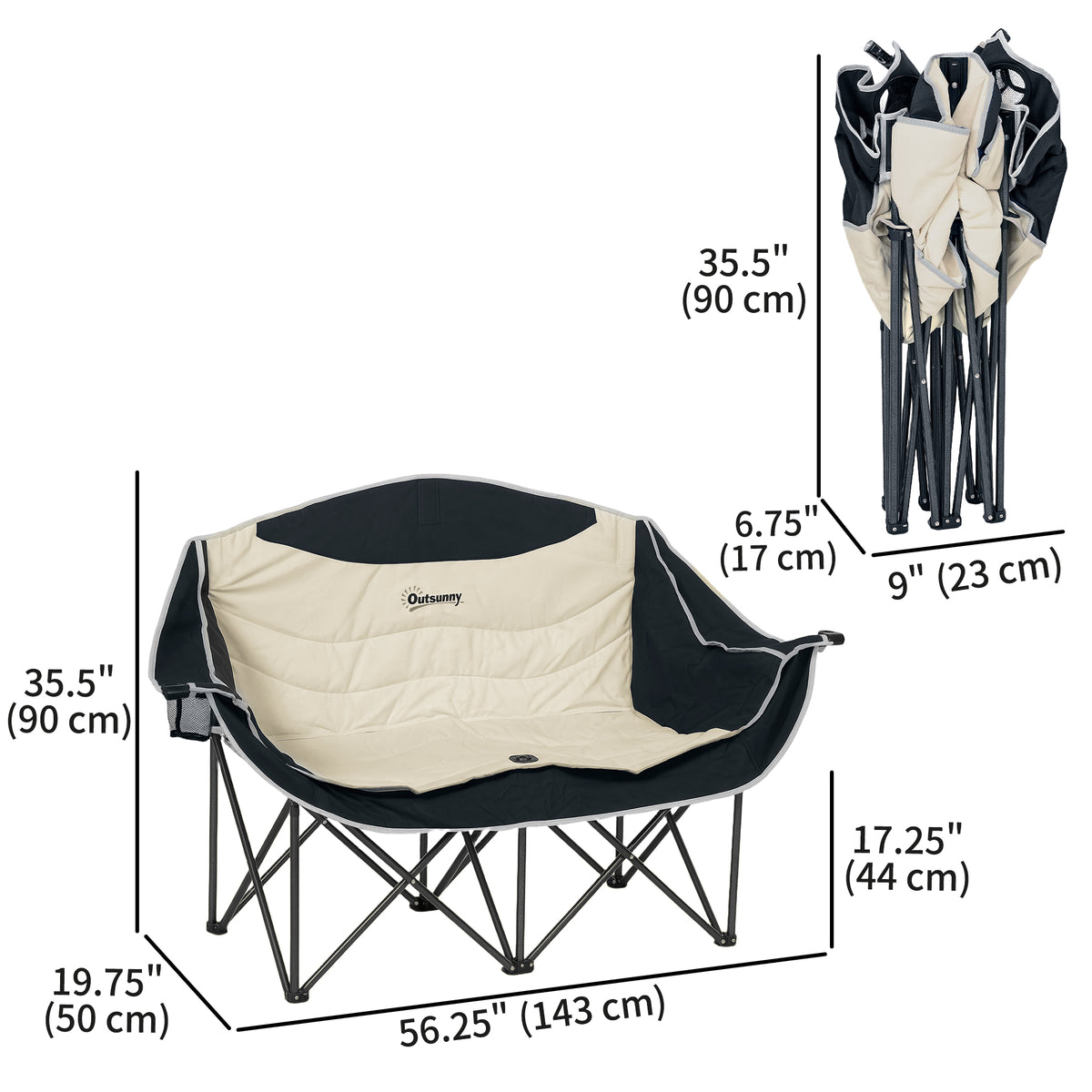 Portable Camp Chair, Double Camping Chair with Cup Holders and Carry Bag, Support 551 lbs, Dark Green – view 9