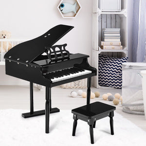 Musical Instrument Toy 30-Key Children Mini Grand Piano with Bench-Black view 2