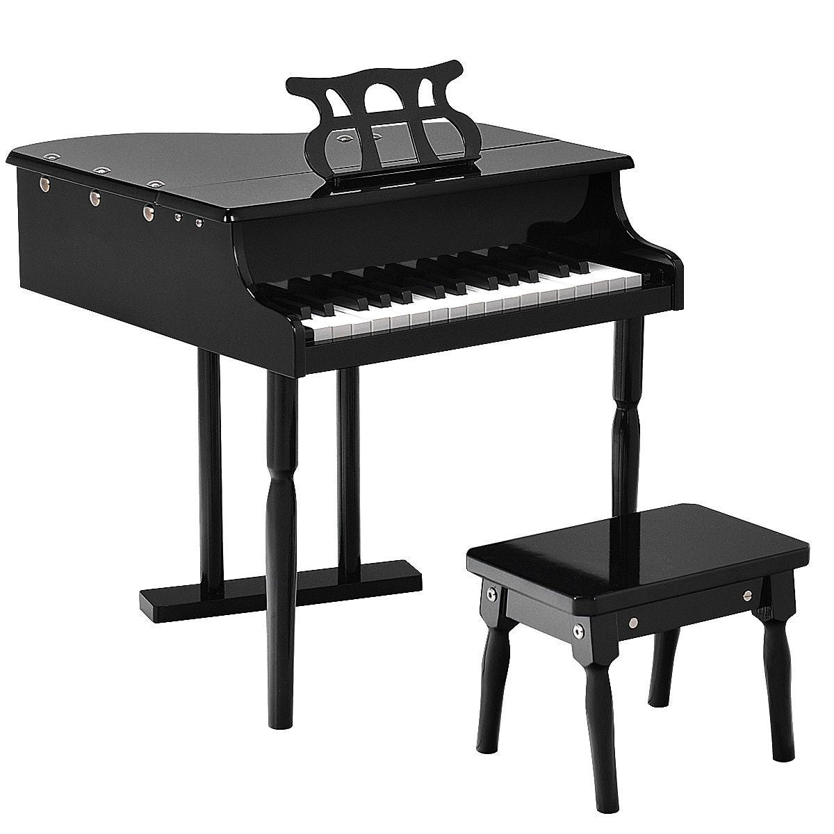 Musical Instrument Toy 30-Key Children Mini Grand Piano with Bench-Black view 3