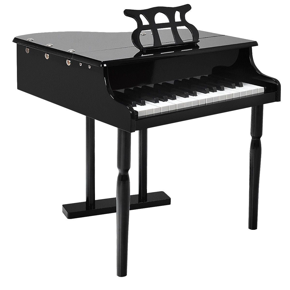 Musical Instrument Toy 30-Key Children Mini Grand Piano with Bench-Black view 5