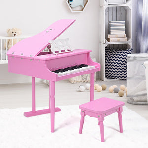 Musical Instrument Toy 30-Key Children Mini Grand Piano with Bench-Pink view 2