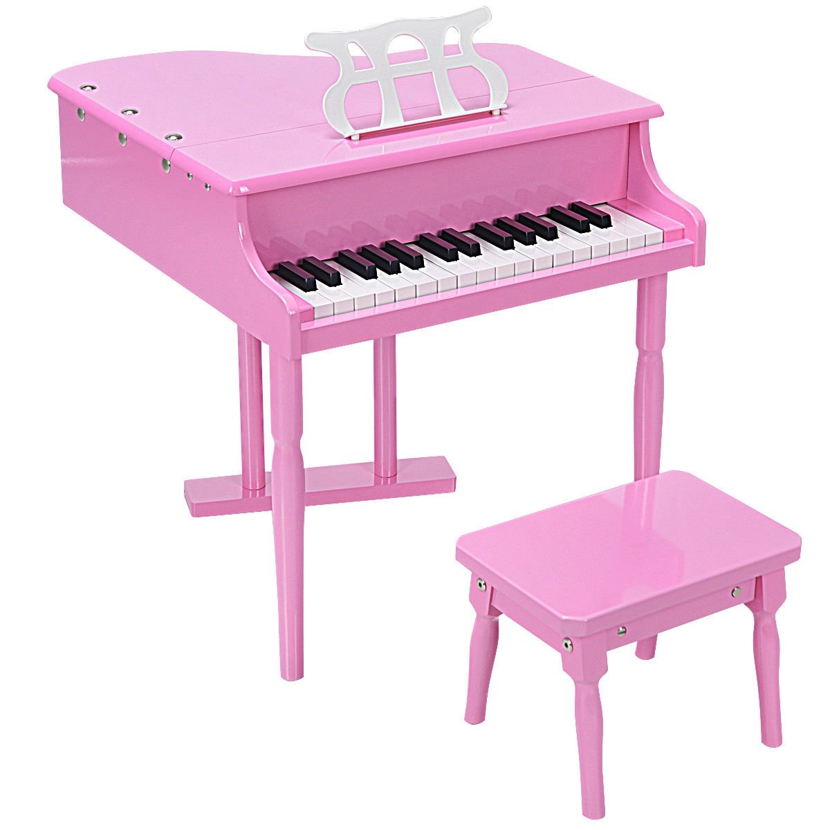 Musical Instrument Toy 30-Key Children Mini Grand Piano with Bench-Pink view 3