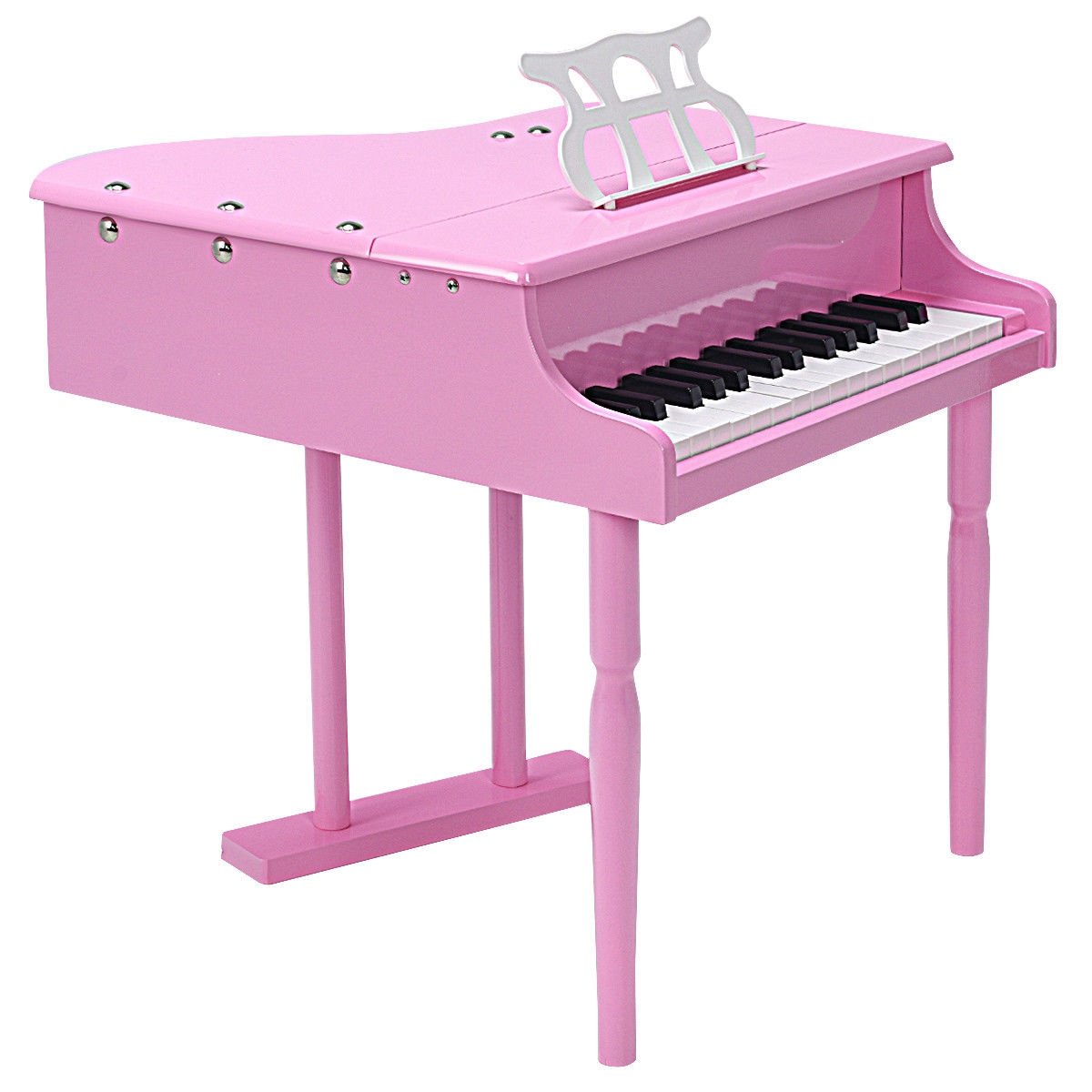 Musical Instrument Toy 30-Key Children Mini Grand Piano with Bench-Pink view 5