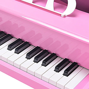 Musical Instrument Toy 30-Key Children Mini Grand Piano with Bench-Pink view 7