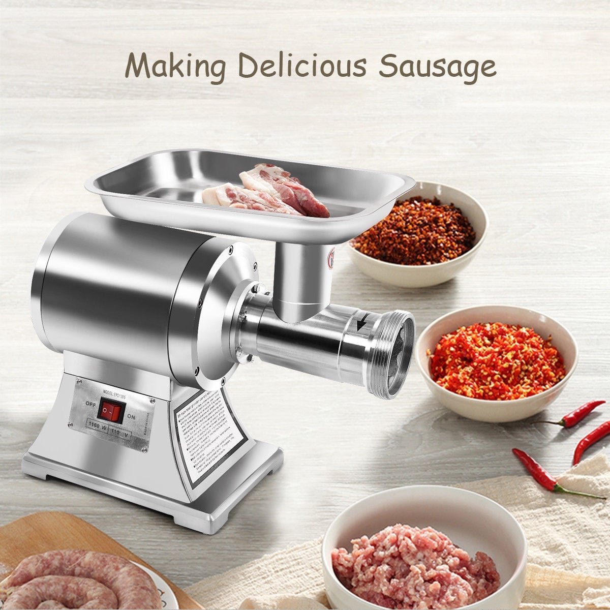 1100W Stainless Steel Heavy Duty #22 Electric Meat Grinder view 2
