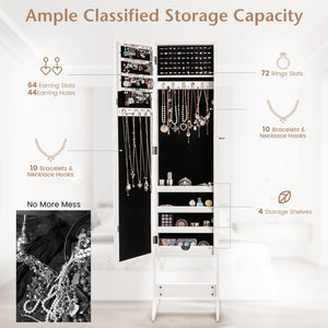 New Mirrored Jewelry Cabinet Armoire Mirror Organizer Storage Box Ring w/ Stand-White view 8