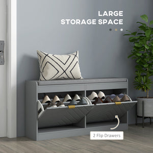 Shoe Storage with Seat, Upholstered Hallway Bench, Shoe Bench with 2 Flip Drawers and 4 Vents for 8 Pairs of Shoes