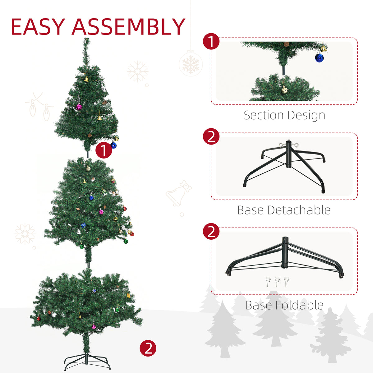 4.9ft Green Christmas Tree Artificial Xmas Holidays Party with Decoration Ornament