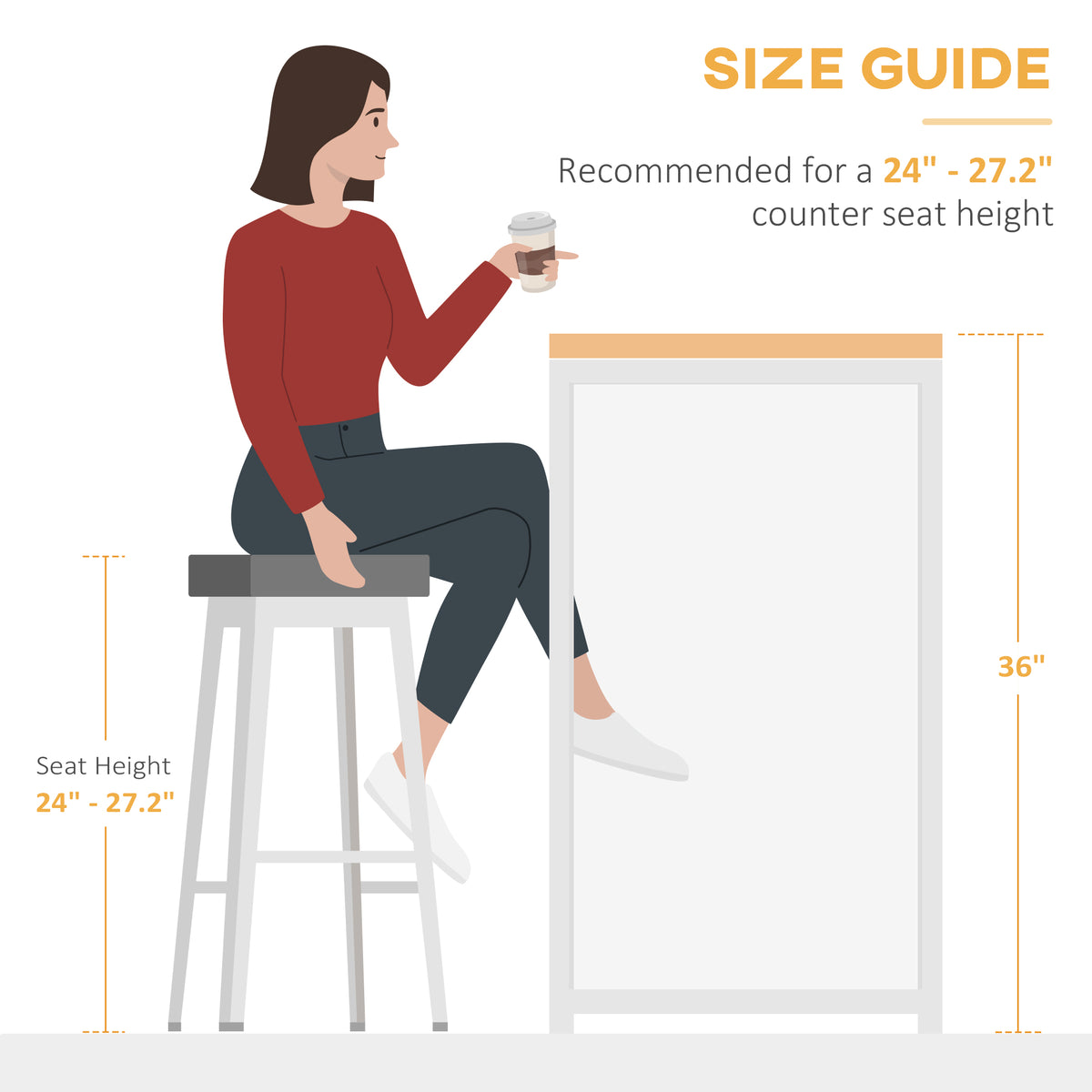 Counter Height Table with Drop Leaf, Extendable Bar Table with Adjustable Storage Shelf, Light Grey – view 6