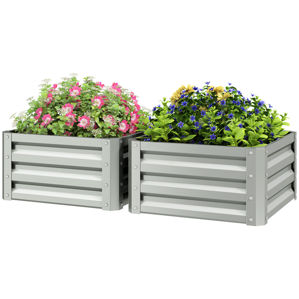 2' x 2' x 1' 2-Pieces Raised Garden Bed with Galvanised Steel Frame for Vegetables, Flowers, Herbs, Green – view 5
